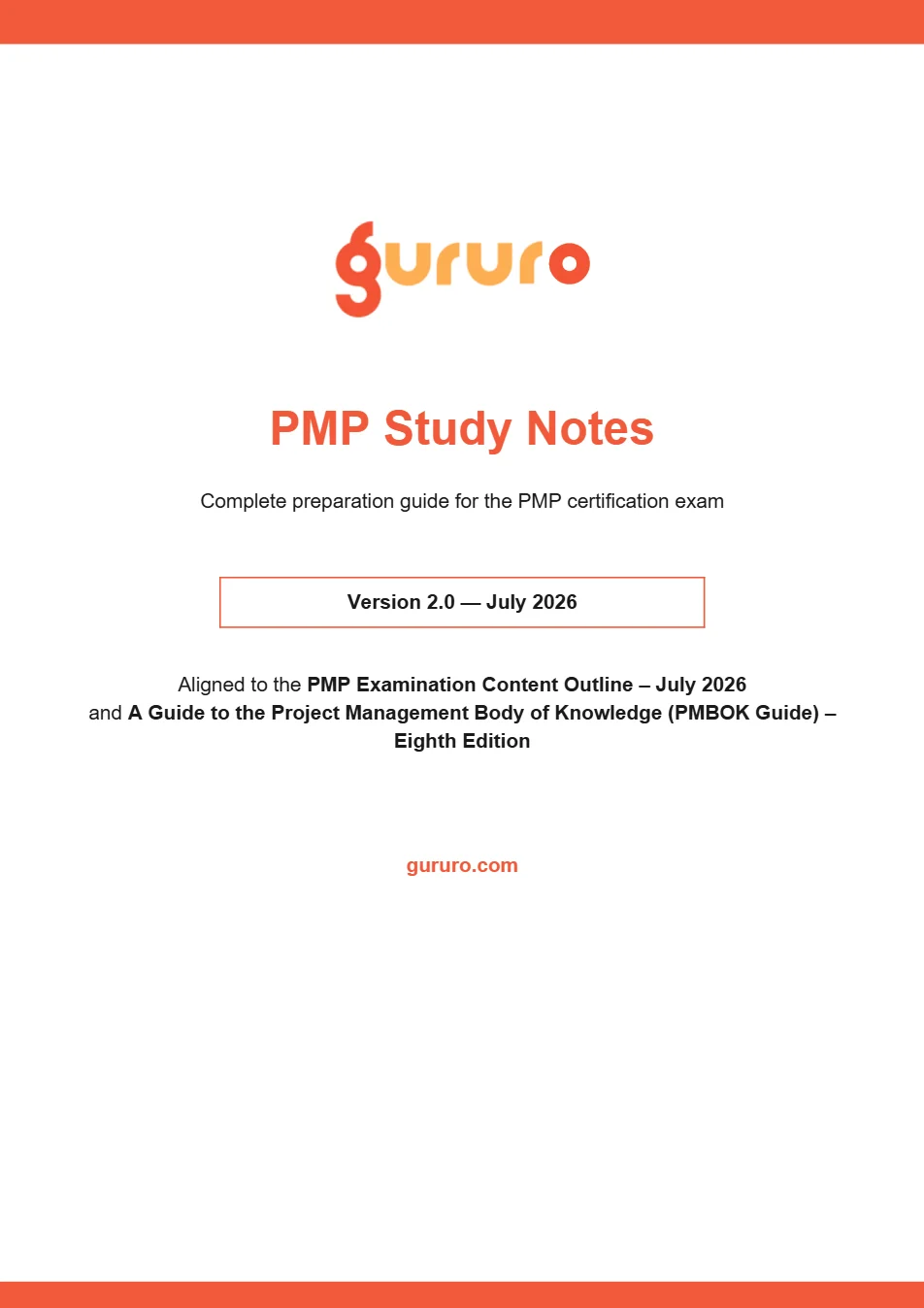 PMP Study Notes Version 2.0 cover